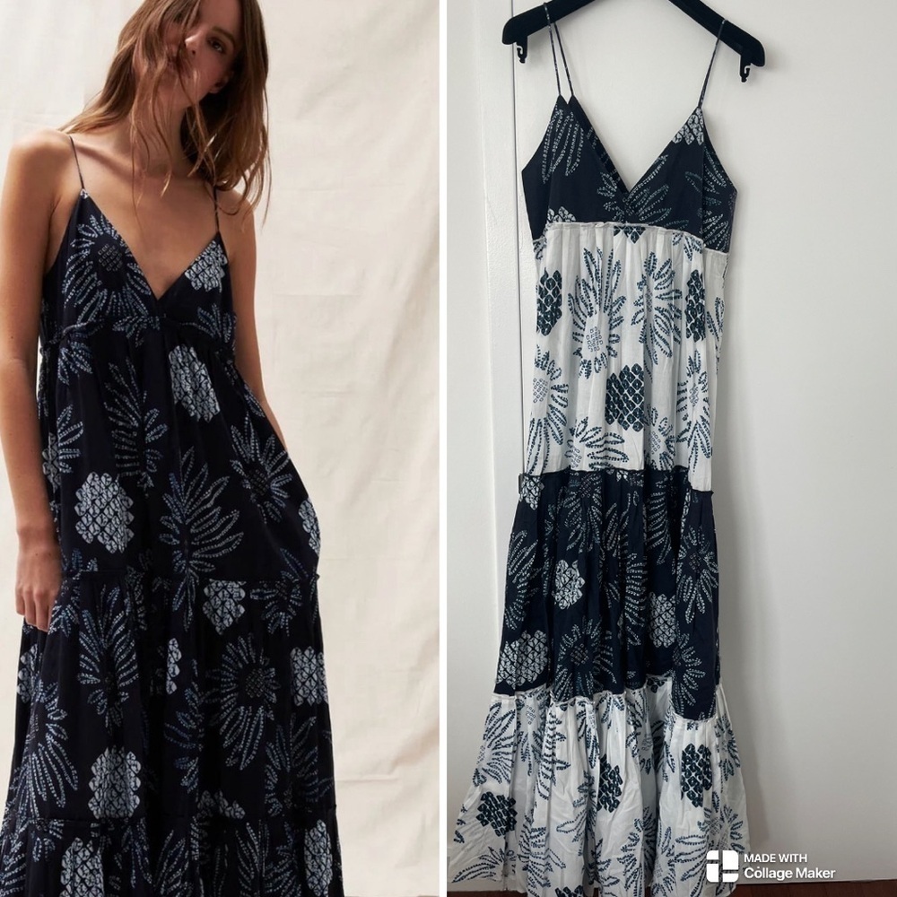 NEW Figue Julianne maxi cotton dress in nautical print